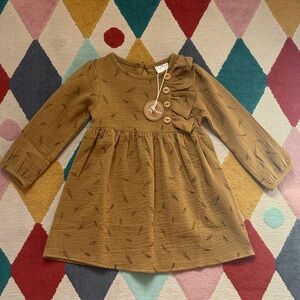 Toddler Girls' Mustard Long-Sleeve Ruffle Dress by